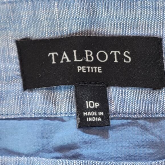Talbots Blue Chambray Linen Cotton Floral Embroidered Skirt Size 10P - Picture 6 of 8
